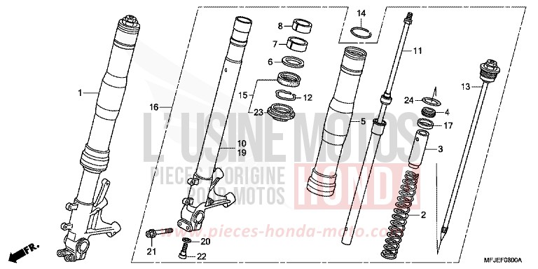 FOURCHETTE AVANT de CBR600RR ABS VICTORY RED (R334) 2012